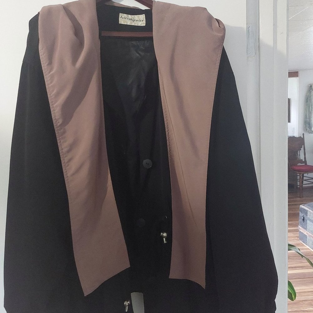 Fall Winter Coat w Hood Black Brown Plus Size 3X
